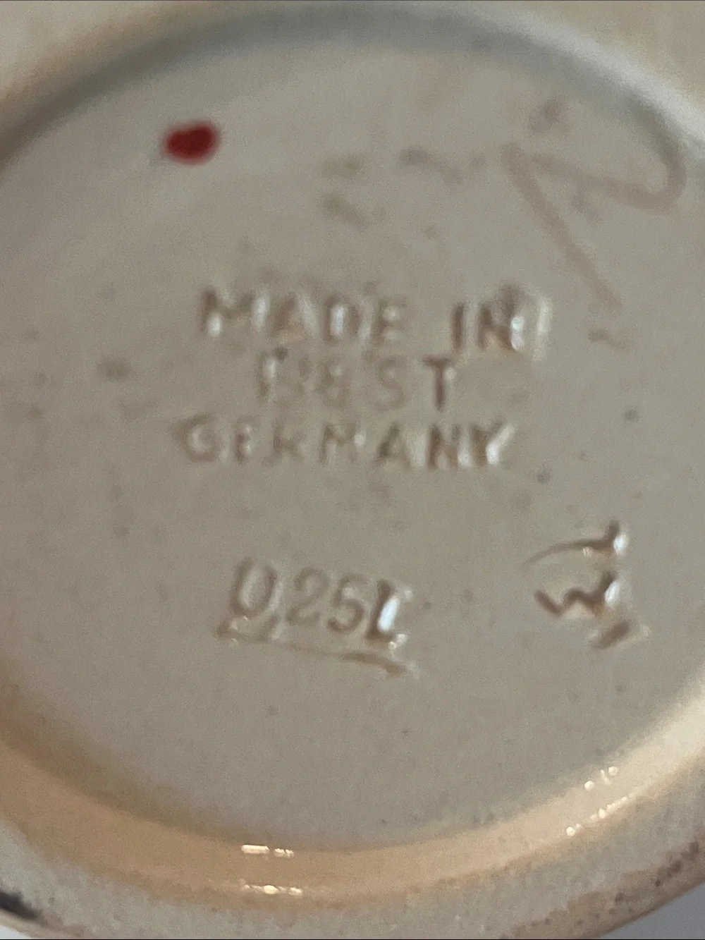 German Beer Stein made in West Germany with three shields Heidelburg, Wiesbaden